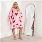 OHS Heart Print Hoodie Blanket Oversized Adult Fleece Sherpa Throw Jumper