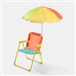 OHS Kids Camping Chair Parasol Set Colour Block Outdoor Garden Folding Seat