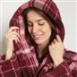 OHS Teddy Dressing Gown Tartan Check Soft Unisex Hooded Xmas Loungewear Robe
