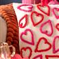 OHS Tufted Hearts Cushion Faux Linen Decor Filled Pillow Back Support