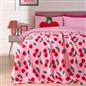 OHS Cherry Print Throw Soft Blanket Polar Fleece Lightweight Bedspread