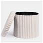 OHS Storage Box Lid Ottoman Folding Ribbed Fleece Footstool Tub Seat