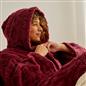 OHS Cable Knit Dressing Gown Flannel Fleece Winter Loungewear Hooded Bathrobe