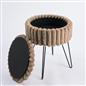 OHS Faux Fur Stool Hairpin Ribbed Fleece Round Vanity Seat Foot Rest Chair