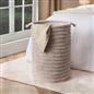 OHS Ribbed Laundry Basket Faux Fur Folding Hamper Bag Clothes Bin with Handles