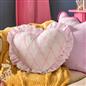 OHS Heart Scatter Cushion Bow Lattice Frill Microfibre Decorative Throw Pillow