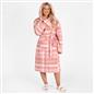 OHS Teddy Dressing Gown Tartan Check Soft Unisex Hooded Xmas Loungewear Robe