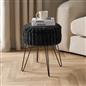 OHS Faux Fur Stool Hairpin Ribbed Fleece Round Vanity Seat Foot Rest Chair