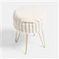 OHS Faux Fur Stool Hairpin Ribbed Fleece Round Vanity Seat Foot Rest Chair
