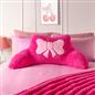 OHS Embroidered Bow Cuddle Cushion Teddy Fleece Reading Pillow with Arms