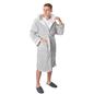 OHS Mens Dressing Gown Long Hooded Soft Flannel Fleece Sherpa Bathrobe Lounge