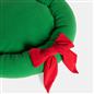 OHS Christmas Pet Bed Novelty Bow Wreath Round Calming Cushion for Dog Cat