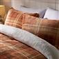 OHS Autumn Check Bedding Set Tartan Sherpa Fleece Duvet Cover with Pillowcase