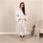 OHS Dressing Gown Hooded Teddy Marl Star Fleece Warm Womens Ladies Soft Robe