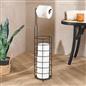 OHS Wire Toilet Roll Holder Free Standing Storage Rust Resistant Metal, Black