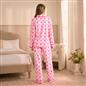 OHS Bows Pyjama Set Womens Jersey Button Through Soft Nightwear Loungewear