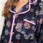 OHS Matte Velvet Pyjama Set Festive Piped Button Through Nightwear PJs