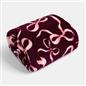 OHS Teddy Fleece Blanket Festive Bow Ribbon Supersoft Warm Thermal Throw