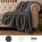 OHS Waffle Throw Bed Blanket Faux Fur Supersoft Warm Fleece Cosy Plush