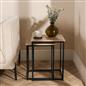 Nest of Tables Square Wood Top Modern End Side Living Room Home Decor Set of 2