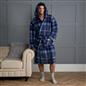 OHS Teddy Dressing Gown Tartan Check Soft Unisex Hooded Xmas Loungewear Robe