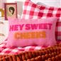 OHS Slogan Scatter Pillow Hey Sweet Cheeks Boucle Filled Cushion Back Support