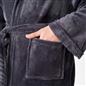 OHS Mens Dressing Gown Long Hooded Soft Flannel Fleece Sherpa Bathrobe Lounge