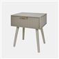 OHS Ribbed Bedside Nightstand 1 Drawer Storage Unit Wooden End Table