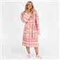 OHS Teddy Dressing Gown Tartan Check Soft Unisex Hooded Xmas Loungewear Robe
