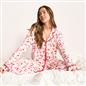 OHS Bows Pyjama Set Womens Jersey Button Through Soft Nightwear Loungewear