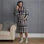 OHS Teddy Dressing Gown Tartan Check Soft Unisex Hooded Xmas Loungewear Robe