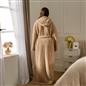 OHS Teddy Fleece Dressing Gown Floor Length Hooded Bathrobe Winter Loungewear
