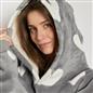OHS Heart Print Hoodie Blanket Oversized Adult Fleece Sherpa Throw Jumper