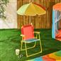 OHS Kids Camping Chair Parasol Set Colour Block Outdoor Garden Folding Seat