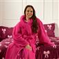OHS Teddy Fleece Dressing Gown Floor Length Hooded Bathrobe Winter Loungewear
