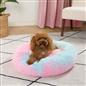 OHS Pet Bed Calming Fluffy Plush Fleece Dog Anti Anxiety Round Donut Washable
