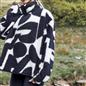 OHS Half Zip Hoodie Geometric Print Teddy Fleece Jumper Pullover Sweatshirt