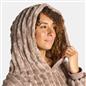 OHS Ribbed Flannel Hooded Blanket Fleece Wearable Throw Warm Oversized Hoodie