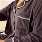 OHS Piped Edge Pyjama Set Button Through Fleece Womens Loungewear Nightwear Pjs