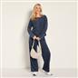 OHS Matte Velvet Loungewear Co-Ord Set Stripe Print Button Through Nightwear