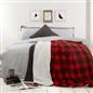 OHS Large Tartan Sherpa Flannel Fleece Throw Over Bed Blanket Check Red