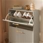 OHS Ribbed Shoe Rack 2 Drawer Wooden Cabinet Shoes Organiser Stand Holder