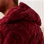 OHS Cable Knit Dressing Gown Flannel Fleece Winter Loungewear Hooded Bathrobe