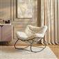 OHS Rocking Chair Ribbed or Smooth Faux Fur Upholstered Metal Frame Cushioned