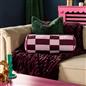 OHS Checkerboard Print Bolster Pillow Piped Matte Velvet Back Support Cushion