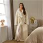 OHS Teddy Fleece Dressing Gown Floor Length Hooded Bathrobe Winter Loungewear