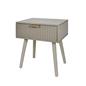 OHS Ribbed Bedside Nightstand 1 Drawer Storage Unit Wooden End Table