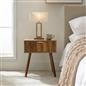 OHS Ribbed Bedside Nightstand 1 Drawer Storage Unit Wooden End Table