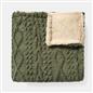 OHS Cable Knit Blanket Sherpa Fleece Sofa Plush Soft Warm Throw Over Bed Chair
