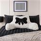 OHS Embroidered Bow Cuddle Cushion Teddy Fleece Reading Pillow with Arms